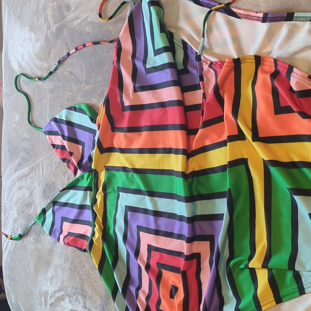 Colorful Geometric Striped Dress